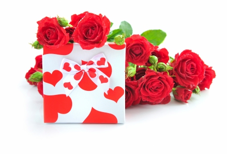 With Love - love, roses, bouquet, for you, rose, with love, nature, petals, flowers, drops, red roses