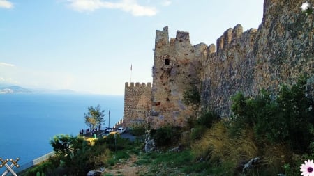 castle - sun, blue, castle, roemer, sea