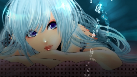 Blue Mermaid - blue mermaid, anime girl, mermaid, blue anime