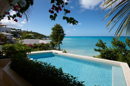 Beautiful Sea View Pool - warm, summer, lagoon, blue, beach, villa, swimming, view, paradise, sky, luxury, water, spa, hot, sea, ocean, tropical, pool, exeotic