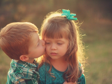 * First kiss * - love, warmt, kiss, girl, baby, children, boy, sweetness