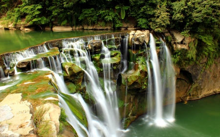 China Waterfall - nature, china, waterfall, rocks