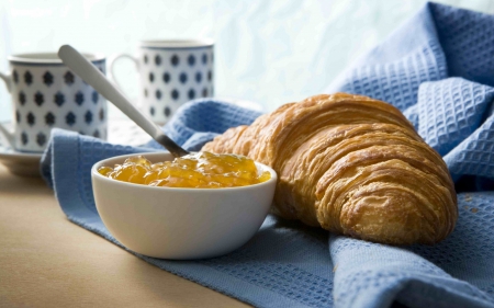 *** BREAKFAST *** - white, jam, croisant, bowl, food