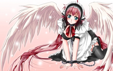 Maid Ikaros - Girl, Sora No Otoshimono, Beautiful, Angel, Maid, Ikaros, Anime, pink