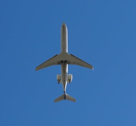 Jet Up Overhead - sky, airplane, aircraft, flight, plane