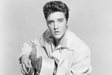 Elvis Presley - actor, elvis presley, singer, man, music, guitar, black, white, artist