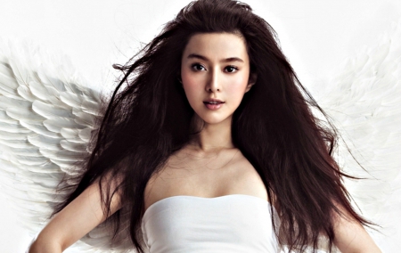 Fan Bingbing - woman, fan bingbing, girl, angel, wings, asian, model, white, brunette