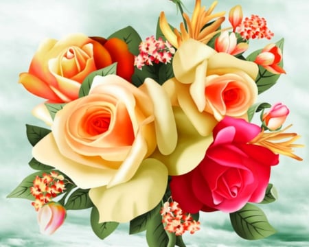 Beautiful flowers - blooms, art, ptetty, flowers