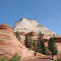 road entering zion national park in utah