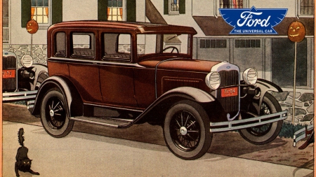 1930 Ford  Halloween - 1930 ford, vintage ford, ford, wallpaper, ford motor corporation, auto art, henry ford, halloween, art