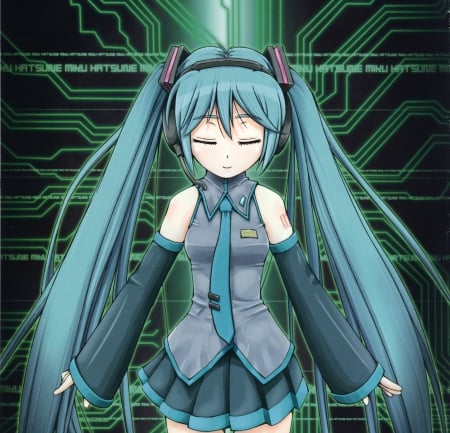 Hatsune Miku - nice, female, hot, emotional, twintail, anime girl, pretty, anime, miku, twin tail, cute, hatsune miku, sexy, girl, twintails, long hair, lovely, hatsune, vocaloids, hd, abstract, twin tails, vocaloid, sweet, serious, green hair