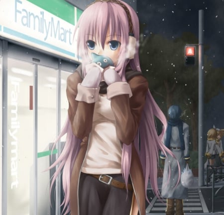 Megurine Luka - cute, freeze, vocaloids, hot, anime girl, girl, pink hair, megurine, luka, cold, megurine luka, winter, sweet, walking, vocaloid, anime, prettywalk, long hair, nice, lovely, sexy, female, snow