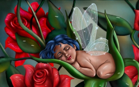 fantasy beauty - beauty, sleep, baby, wings, dantasy