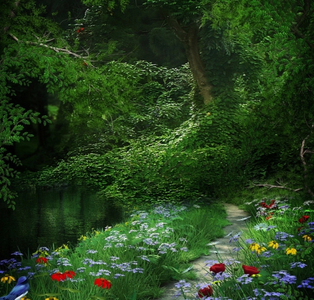 beautiful place - flowers, nature, beauty, green