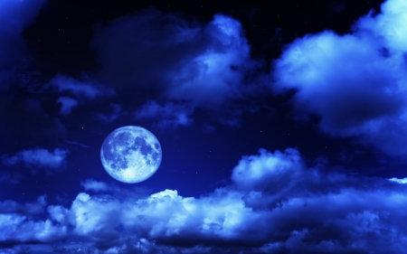 *** Blue moon *** - moon, sky, nature, blue