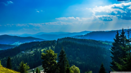 Landscape - nature, sky, landscape, blue, green, mountains