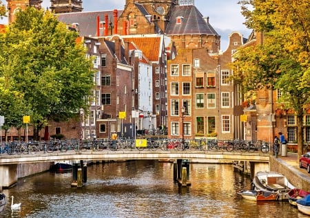 *** NEDERLAND - Amsterdam *** - wallpaper, water, buildings, architecture, amsterdam, houses, holland, city, canals, new, bridges, trees