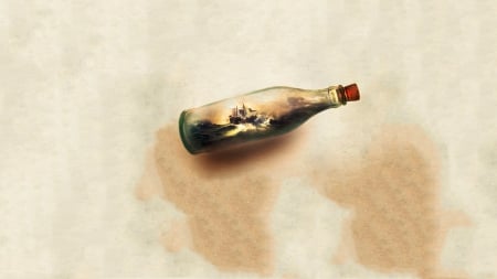 Bottled Ship - ship in a bottle, sea, bottle, ship