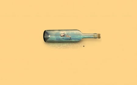 Ship in a Bottle - ship, bottle, digital art, manipulation