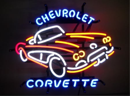 corvette neon fast - neon wallpaper, classic, neon sign, corvette