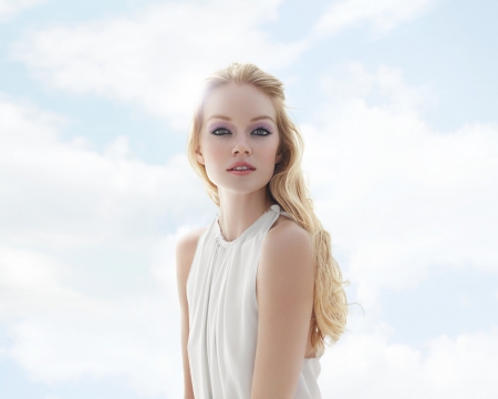 Pretty Angel♥ - clouds, girl, blonde, patels, sky