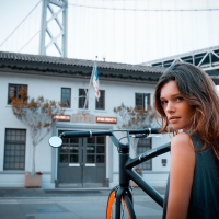 gorgeous brunette with rare Rizoma 77 bicycle