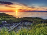 wonderful sunset over a canadian river hdr