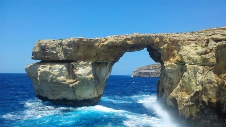 arched coastal rocks - arch, sea, coast, rocks