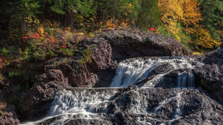 great conglomerate falls in michigan hdr - forest, cascade, waterfalls, hdr, rocks