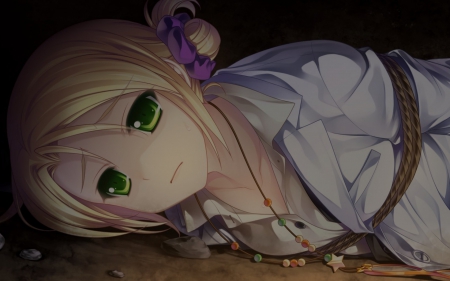 Help me! - anime, green eyes, anime girl, blonde