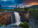 waterfalls on the orkhon river in mongolia