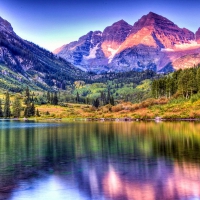 Maroon Bells Lake at Sunrise, Colorado