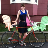 brunette with bicycle