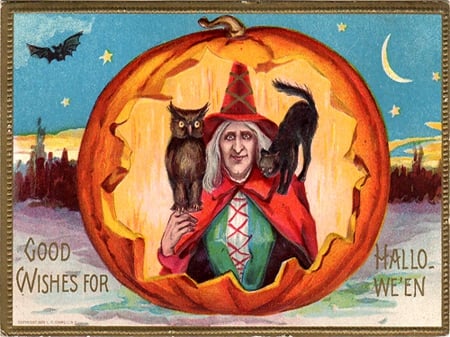 Vintage Halloween12 - vintage halloween, halloween, painting, posters, cat, artwork, cards, with