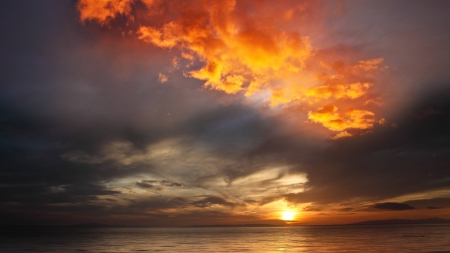 sunset - clouds, fun, sunset, ocean, nature