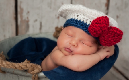 Cuteness - sailor, summer, blue, girl, baby, child, white, red, cute, bow, vara