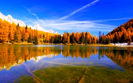 AUTUMN LAKE - Italy, autumn, San Pellegrino, mountains, lakes