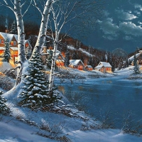 Winter time in village