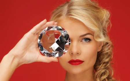 Girl with Diamond - face, best, wallpaper, beauty, blonde, girl, diamond