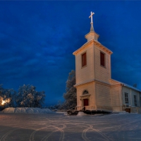 lonesome church at christmas