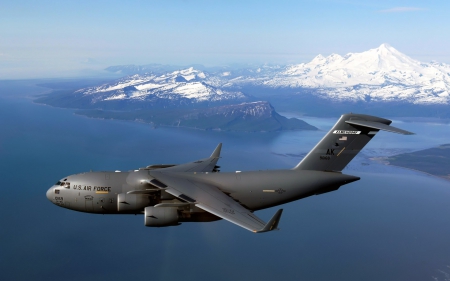 C 17 Globemaster over Alaska - alaska, fun, military, aircraft, c130