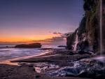 Waterfalls,Beach and Sunset in One Picture