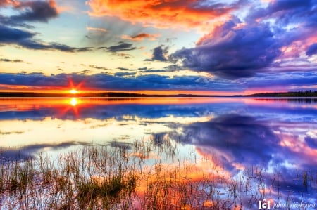 Right in time before the Storm - clouds, reflection, nature, sky