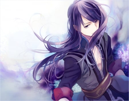 Yuri Lowell - tales series, dark eyes, tales of vesperia, purple hair, yuri lowell, main character