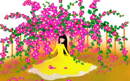 Vector arts - woman, colorful, flowers, vectors arts