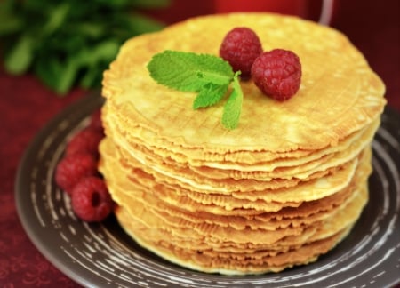 Pancakes - food, honey, Pancakes, strawberry