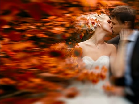 Married in the Fall - leaves, fall, couple, married