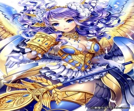 Goddess of Wisdom - pretty, game, long hair, wings, orginal, goddess, fantasy