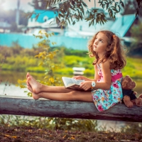 Girl and teddy bear