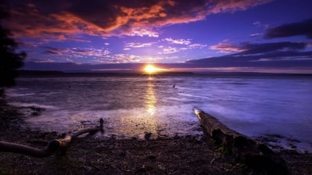 Lake sunset - nice, beach, sky, sundown, water, sunset, calm, amazing, reflection, afternoon, lake, shore, serenity, nature, beautiful, sea, lvoely